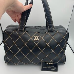Chanel Wild Stitch Boston Handbag Black